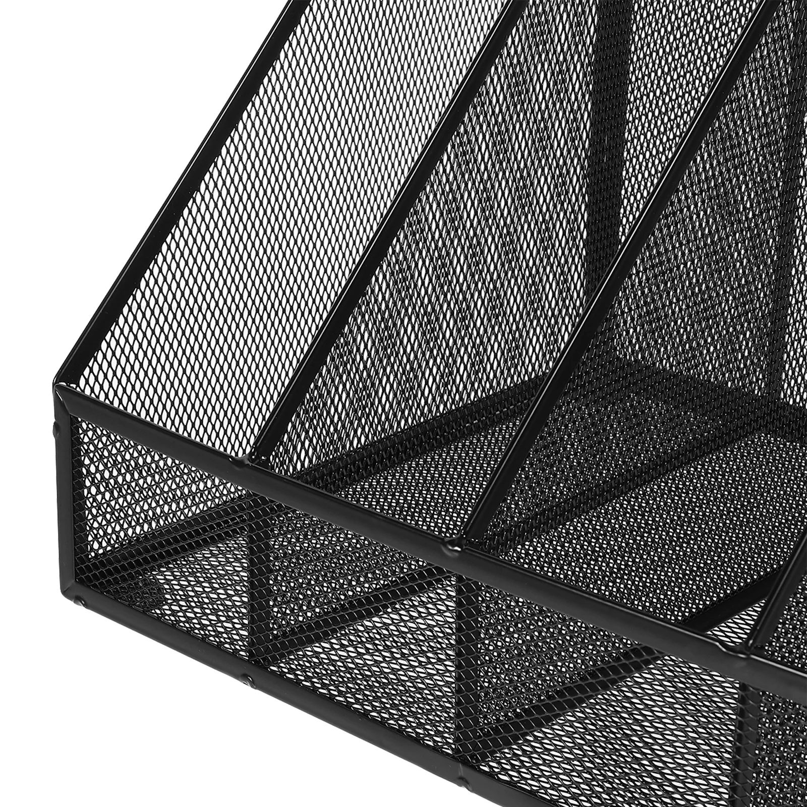 

A4 Iron Mesh File Holder Black Desktop Organizer for Documents and Stationery 4-Compartment Office Storage Rack Vertical Paper