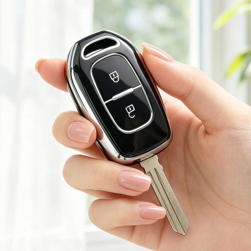 2 Buttons TPU Car Remote Key Case Cover for Renault Sandero Logan Lodgy Dokker Dacia Duster Protector Auto Keychain