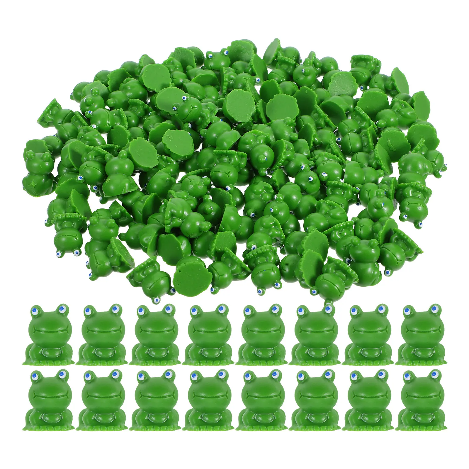 120Pcs Mini Resin Frog Statues Whimsical Car Dashboard Decor Fairy Garden Ornament Micro Landscape Desktop Accessory Green