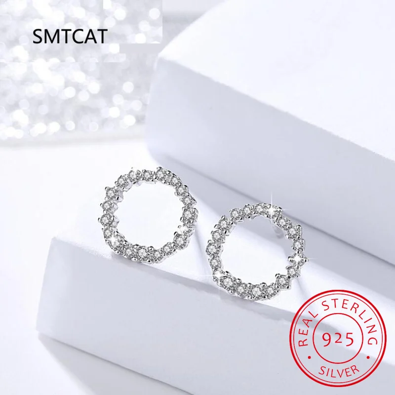 Real 1 Carat D Color Moissanite Hollow Circle Stud Earring For Women Top Quality 925 Sterling Silver Sparkling Wedding Jewelry