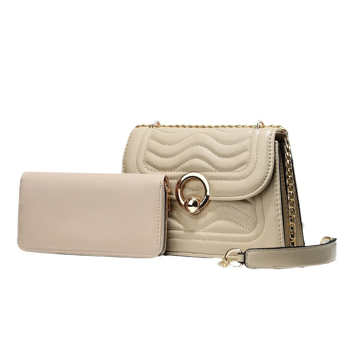 

Современная вложенная сумка 2025г. | Съемный мини + основной | Многостороннее плечо из веганской кожи с регулируемой цепочкой | Женский день-ночь