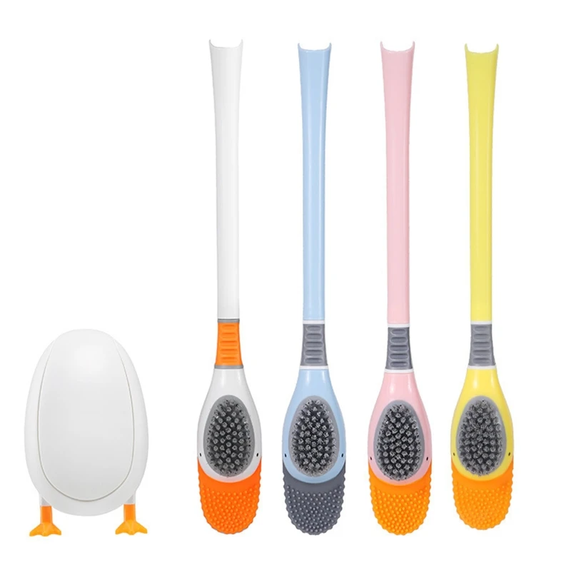 

Duck Shape Toilet Clean Brush Long Handle Silicone Toilet Brush with Leak-proof Base Home Toilet Scrubber Cleaning Tool