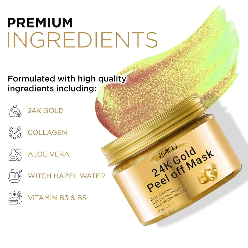 120g 24k gold peel-off mask removes blackheads and acne and cleanses the skin mask