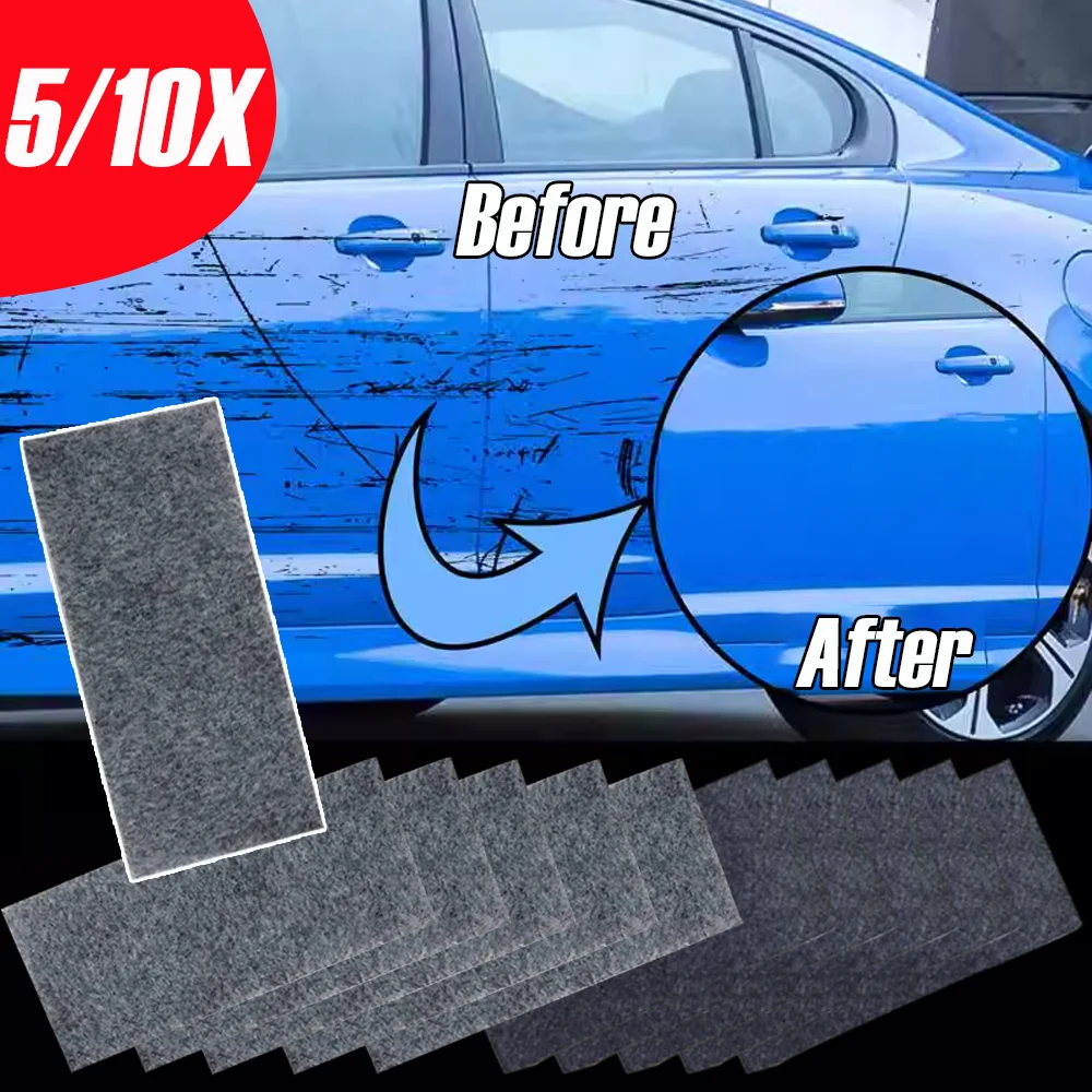 5/10Pcs Motorcycle Car Scratch Remover Cloth Nano Powerful Scar Removal Cars Polishing Repair Paint Metal Polishings Towel Tools