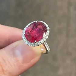 European and American fashion new pomegranate red zircon embellishment light luxury personalized women's ring