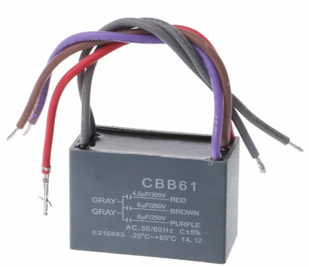 

CBB61 Ceiling Fan Capacitor 4.5uf+6uf+6uf 5 Wire 250V 5 Speed Starting Capacitor Dropship
