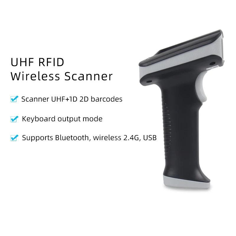 860-960mhz UHF RFID Handheld Reader 1D 2D Barcode Scanner Supports Bluetooth Wireless 2.4G For Access Card Read Warehouse Manage