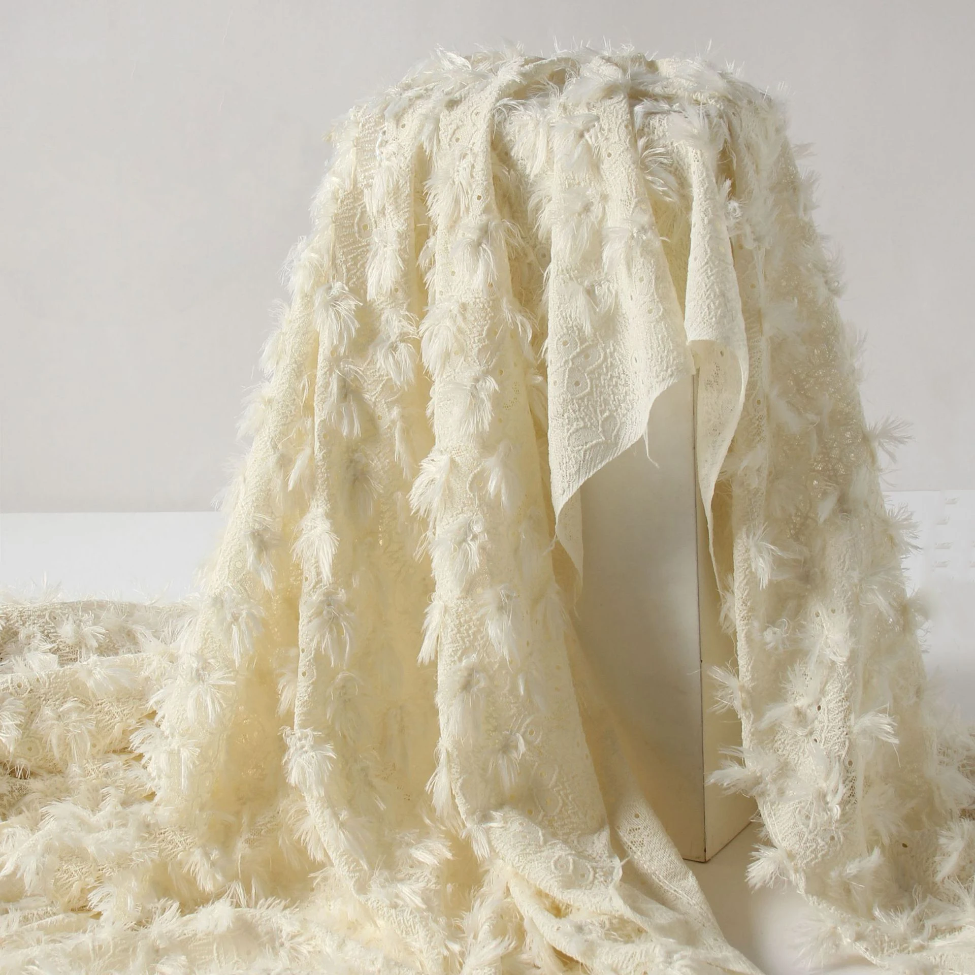 Feather Hollow Lace 3D Texture Fabric for Pants Dress Diy Sewing Fashion Designer Fabric
