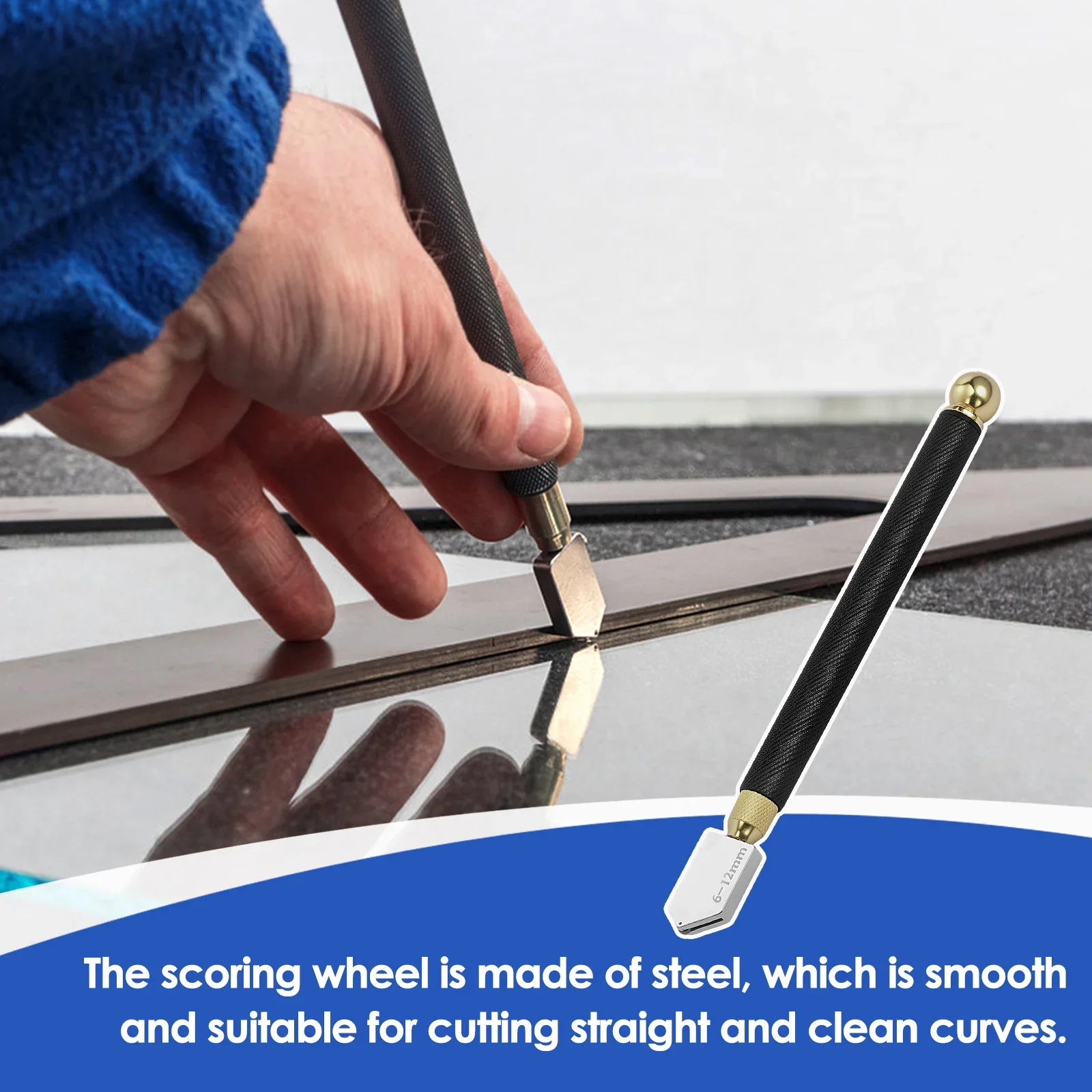 Glass Cutting Tool 2 mm-20 mm Nonslip Glass Cutter with Glass Cutting Oil DIY Stained Glass Cutting Tool Mirror Cutting Tool