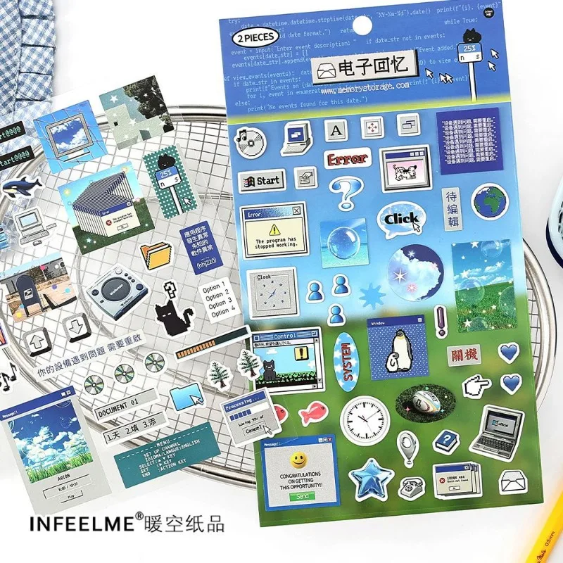 2sheets Kawaii Japanese Childhood Memories Die cut Adhesive Sticker Junk Journal Collage Decoration Scrapbook Diary Cute Sticker
