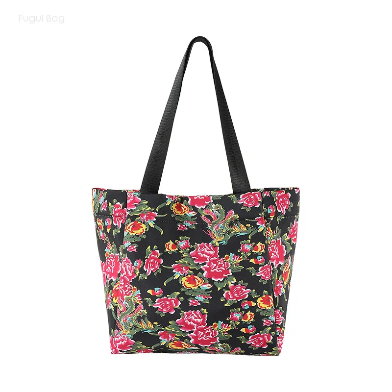 Women's Tote Bag Underarm Shoulder Bag New Ethnic Style Flower Bright Leisure Large Capacity Personalized Versatile