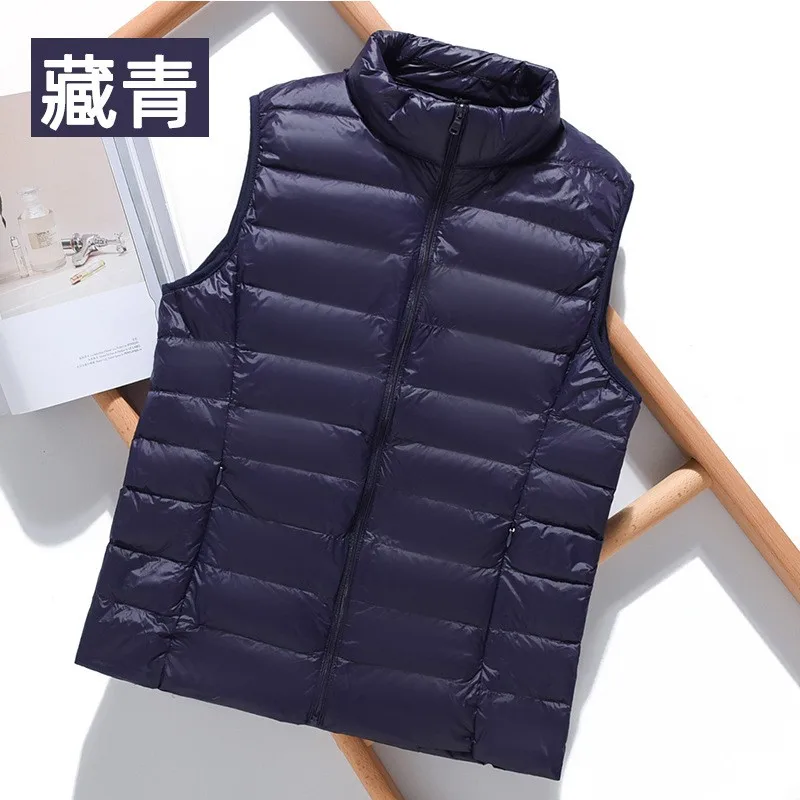 Women Down Vest Cropped Quilted Vest Women's Insulated Stand Collar Puffer Vest Pink Front Zipper Sleeveless Jacket Navy Blue