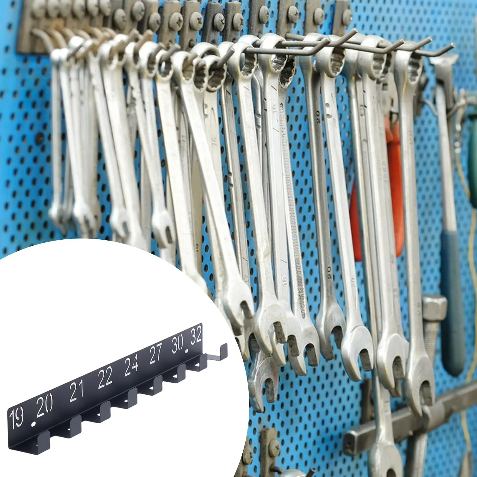 

Black Metal Tool Organizer Durable Wrench Holder Wall Hanger Space Saving Bracket for Garage Workshop