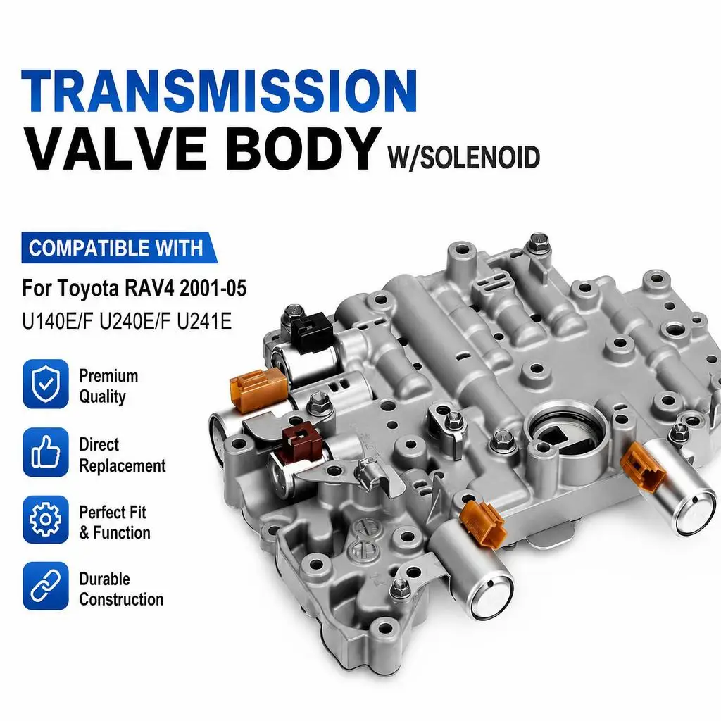 U140E/F U240E/F U241E Transmission Valve Body w/Solenoid for Toyota RAV4 2001-2005 Aluminium Alloy