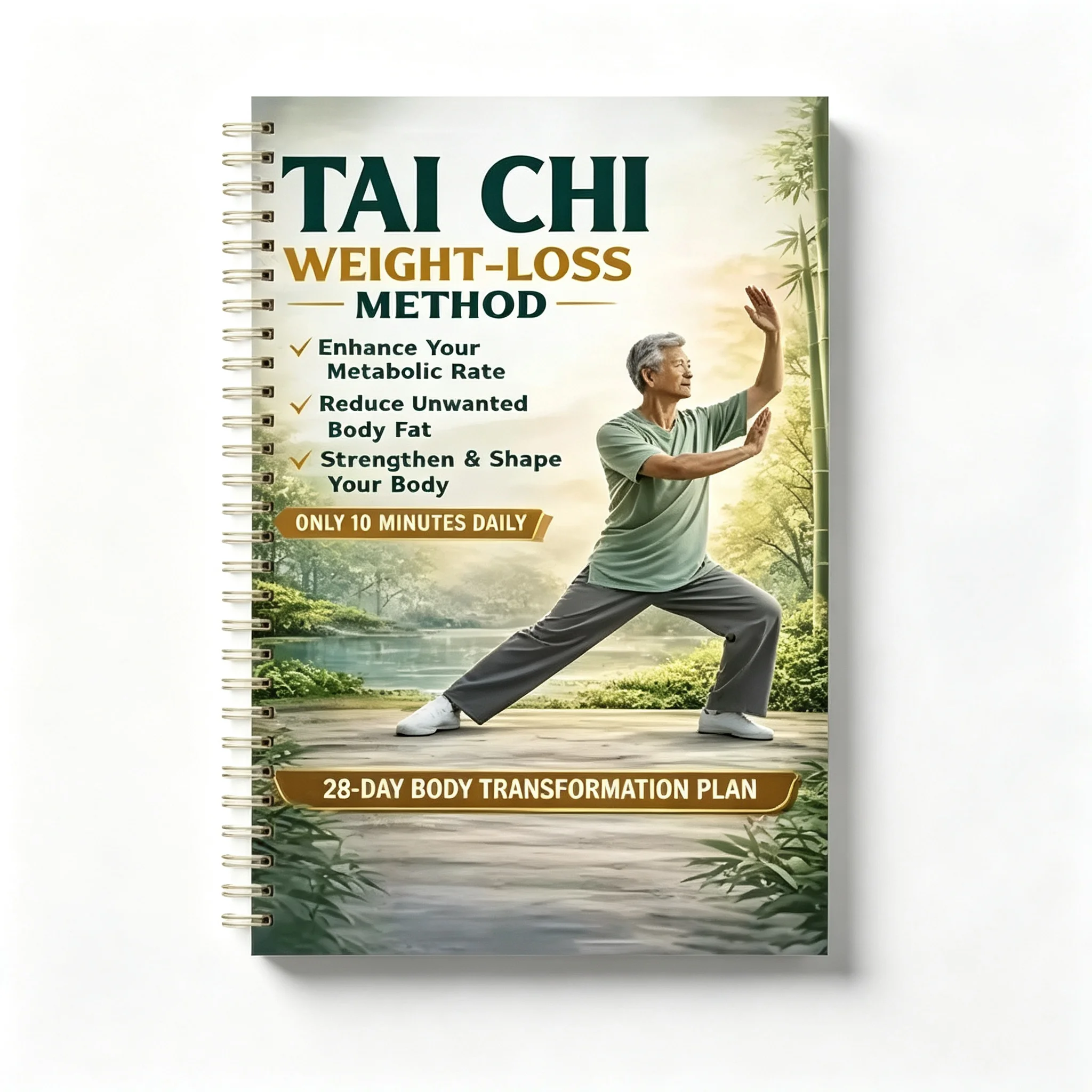 28 Day Tai Chi Weight Loss Method Book Gentle 10 Minute Daily Workout Plan for Seniors Body Transformation Guide