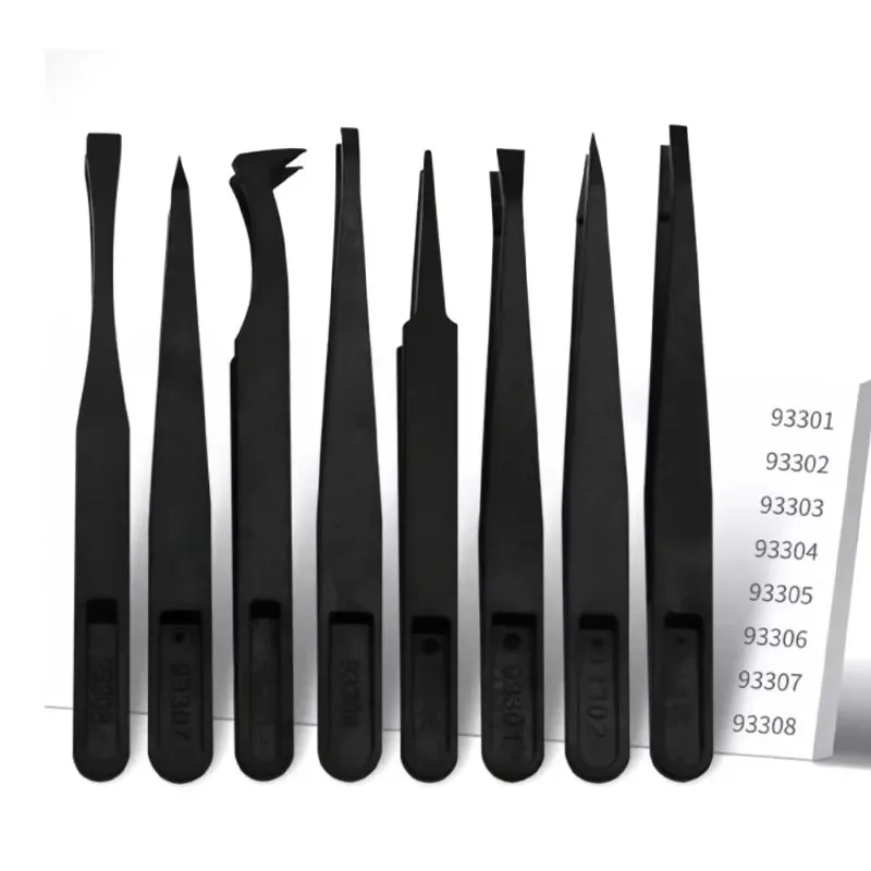 Upgrade Anti-static Curved Tweezers for Electronic Laboratory Work, Jewelry Plastic Precision Tweezers Set