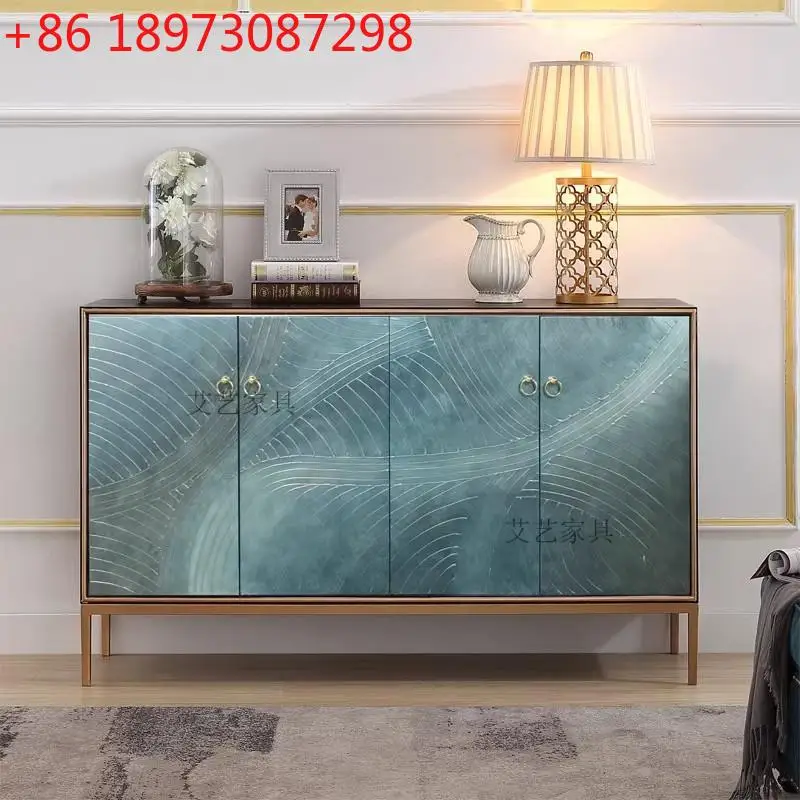 

Light luxury door cabinet, antique solid wood dining side cabinet, retro storage cabinet