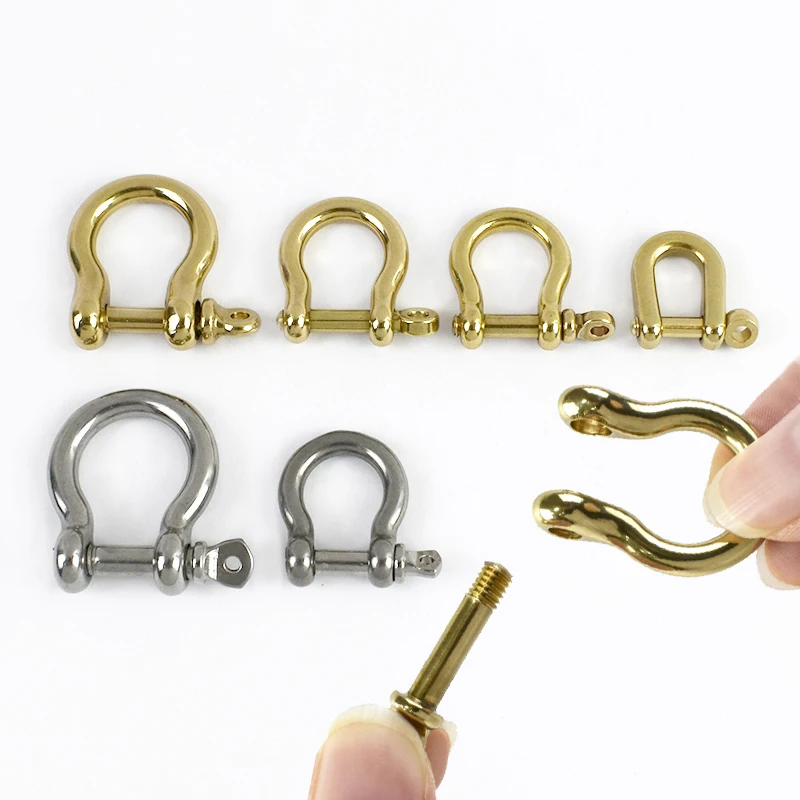 2/5/10/20P 6-10mm Horseshoe Buckle Brass/Stainless Steel Carabiner D Ring Hook Wirerope Connector Detachable Bow Shackle Buckles