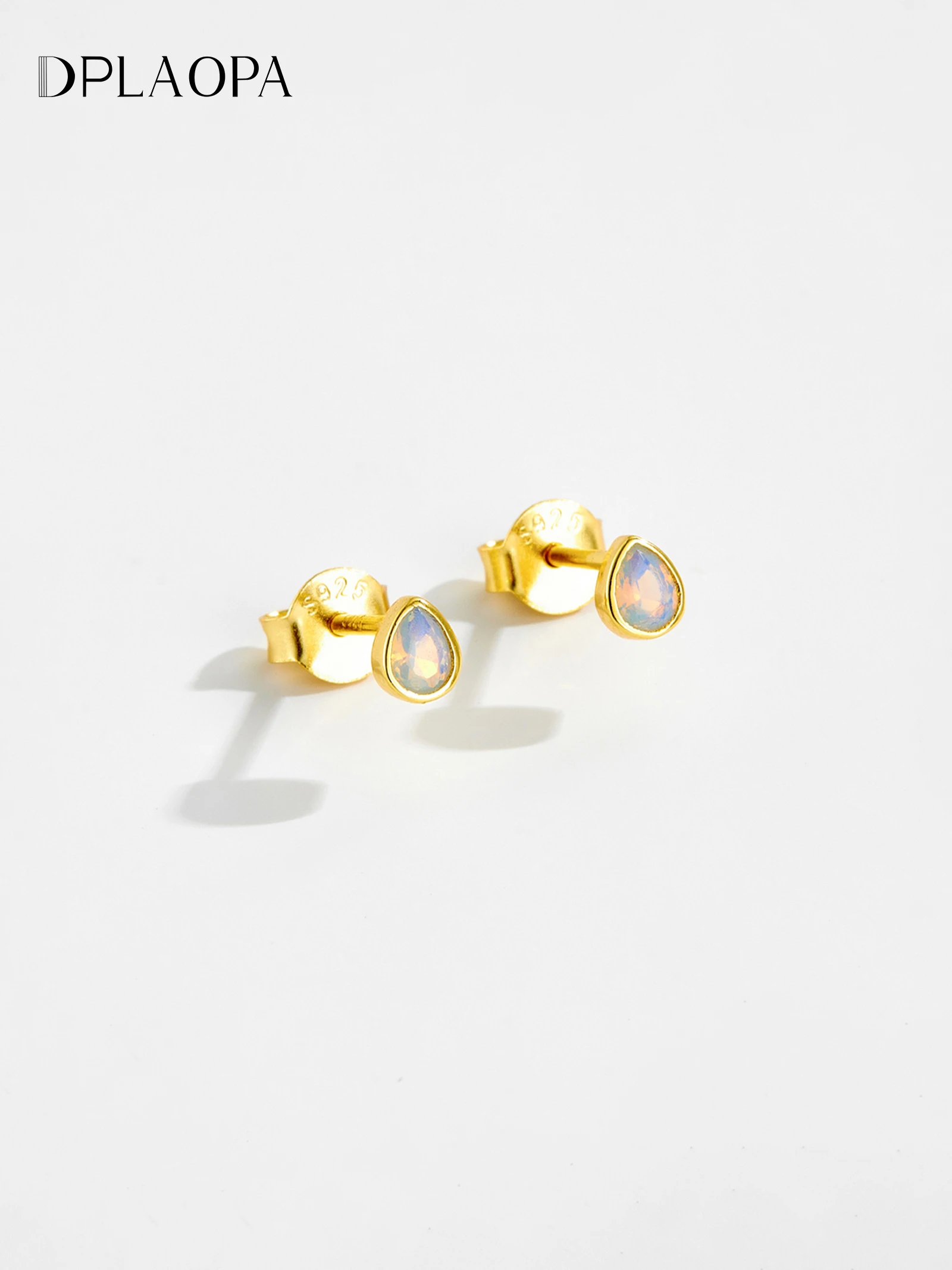 

DPLAOPA Women 925 Sterling Silver Pear Shape Opal Small Stud Earrings Fine Fashion Cute Wedding Anniversary Jewelry Gift