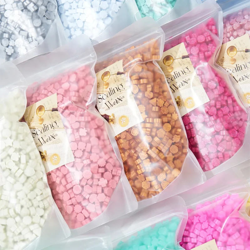 

500g Polygonal Fire Paint Wax Granules Special-shaped Fire Paint Seal Wax Granules In Bulk Color Mixing, Hand Seal Materials