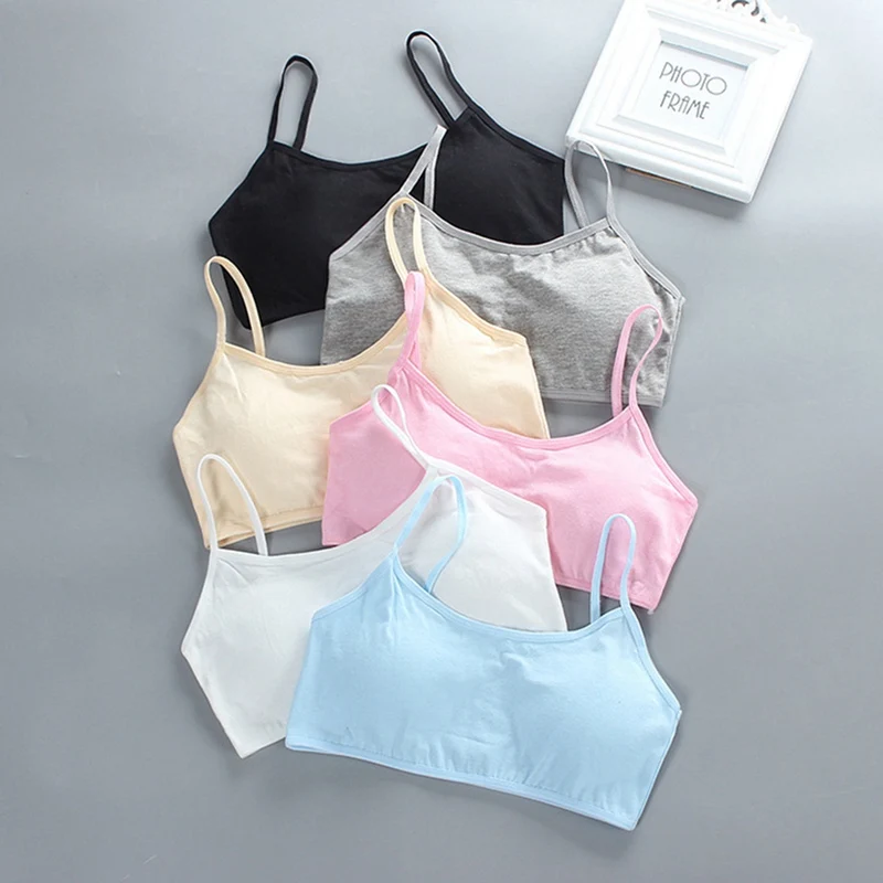 Kids Bra Teen Girls Underwear Vest Cotton Solid Color Teenage Sport Bras Young Girl Training Brassiere Children's Clothing Tops