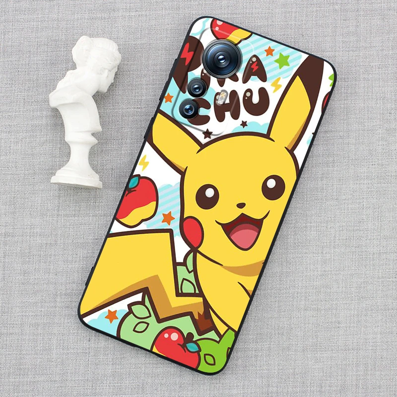 P-Pikachus Cartoon P-Pokemones Coque de téléphone souple noire, Xiaomi Mi 13T 13 12T 12 11T 11i 11 A3 10T 10 9 Pro Lite Ultra 5G