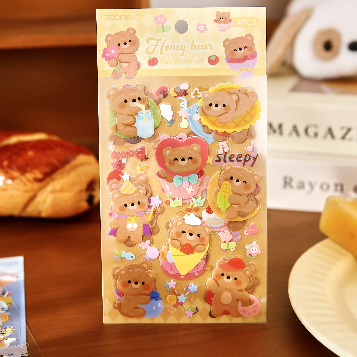 4 pcs Cute Cartoon Guka Decorative Stickers for DIY Handmade Album Scrapbook Junk Journal Craft Decoration Paper Supplies