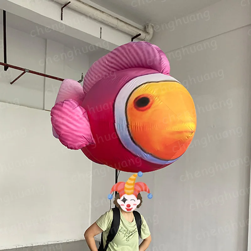 팽창식 분홍색 손잡이 물고기, 동물 에어 모델, 송풍기 포함, 야외 광장, 쇼핑몰 장식, 퍼레이드 장식