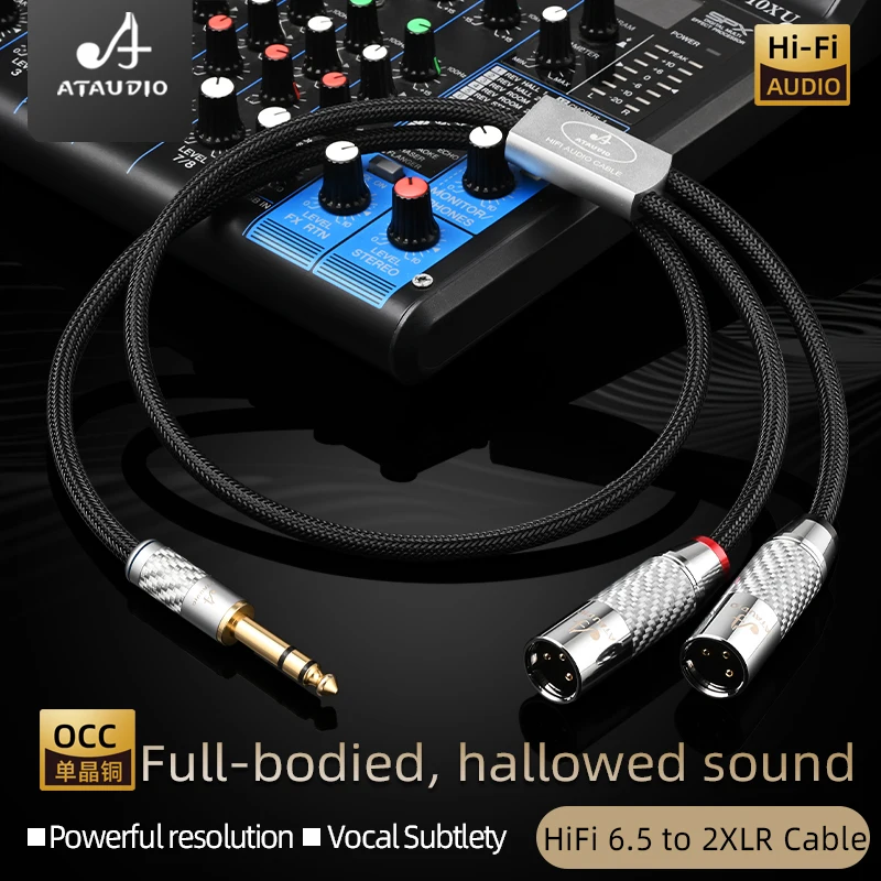 HiFi Stereo 6.5mm to 2XLR Audio Cable Gold Plated Plug 6.5 TRS to 3Pin 2XLR Male Microphone Cable Y Splitter Adapter