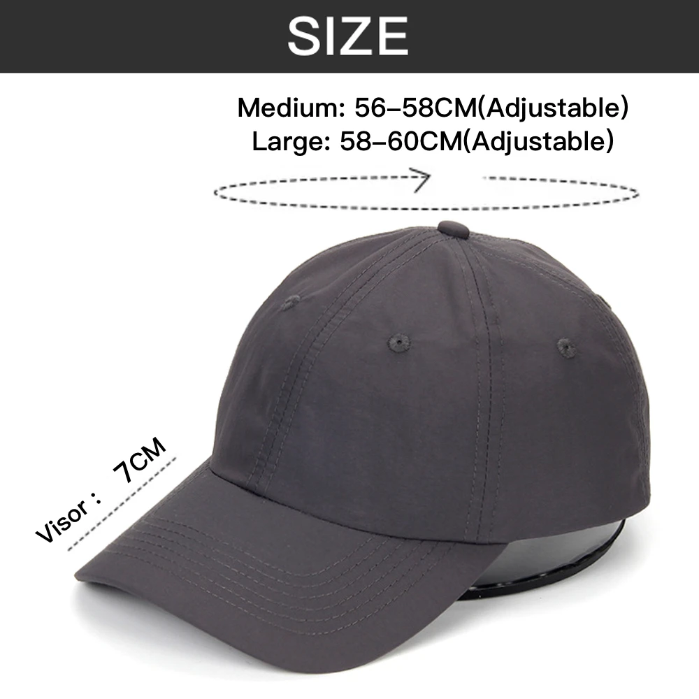 Outdoor 6 Panel Cap for Men Women Nylon Lightweight Quick-Drying Waterproof Breathable Baseball Cap Running Training Camping Hat