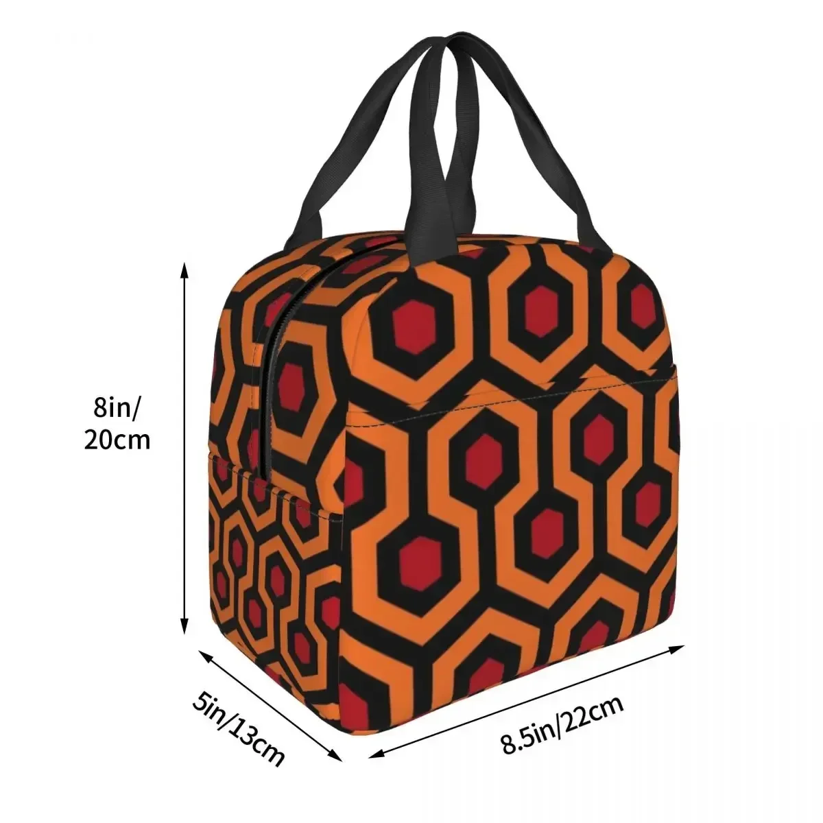 Orange Shining Looped Hexagons Carpet Insulated Lunch Bags for Women Kids School Vintage Geometric Thermal Cooler Bento Box