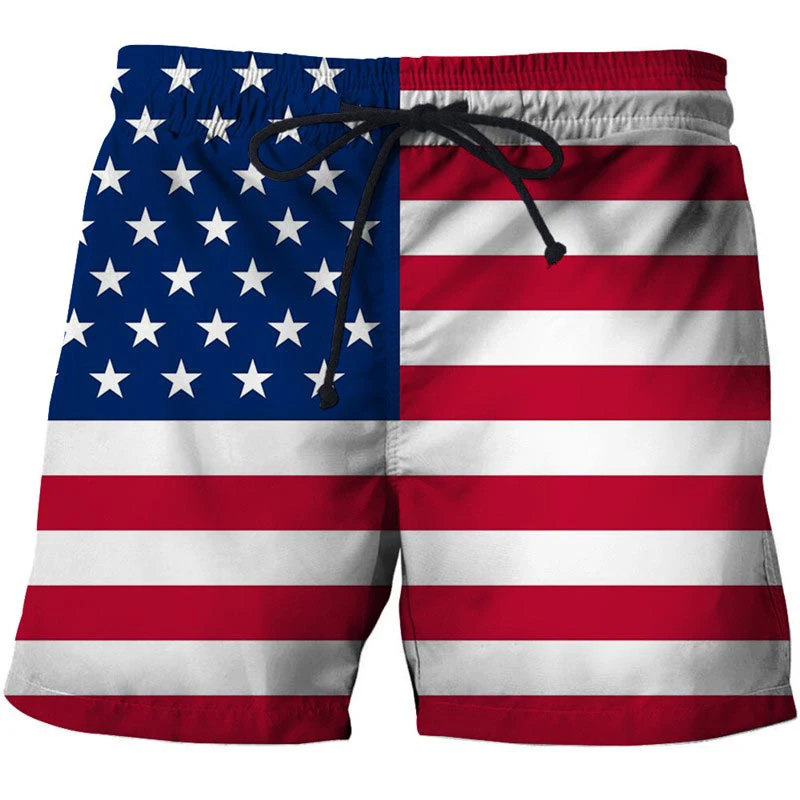 Heren Badmode Shorts American Flag 3d Surfboard Korte Kids Strand Shorts Heren Kofferbak Usa Flag Badpak Sport Broek Slips Jongen