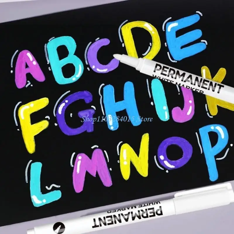 R6FF 0.2mm Tip White Permanent Marker For Painting on Paper Leather Metal Glass