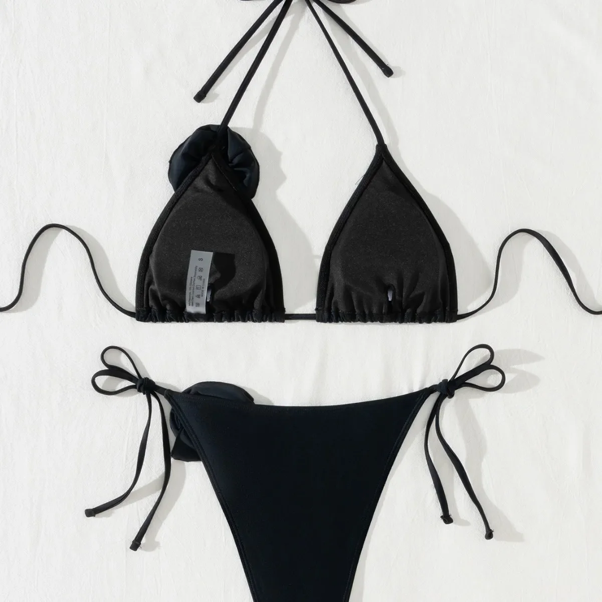 3D fleurs licou à lacets rayé Bikini femmes maillots de bain femme maillot de bain deux pièces Bikini ensemble baigneur maillot de bain bain