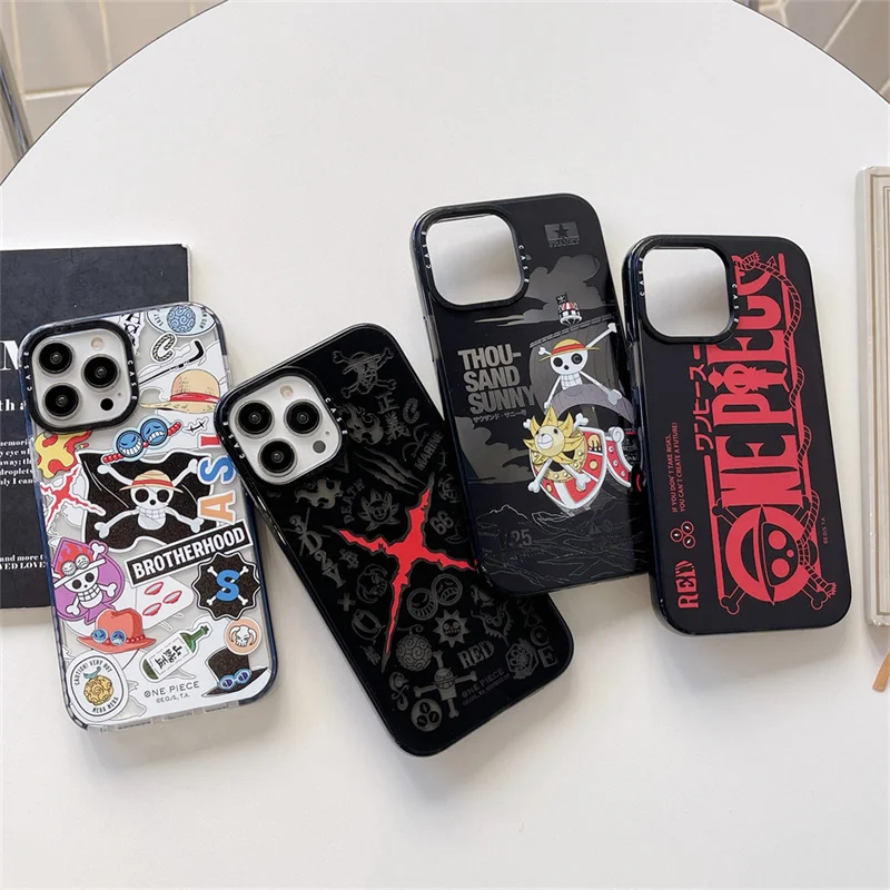 Fashion Brand One Pieces Case for iPhone 15 16 14 13 12 11 Pro Max plus Hot Japan Anime Luffy Silicone Cover