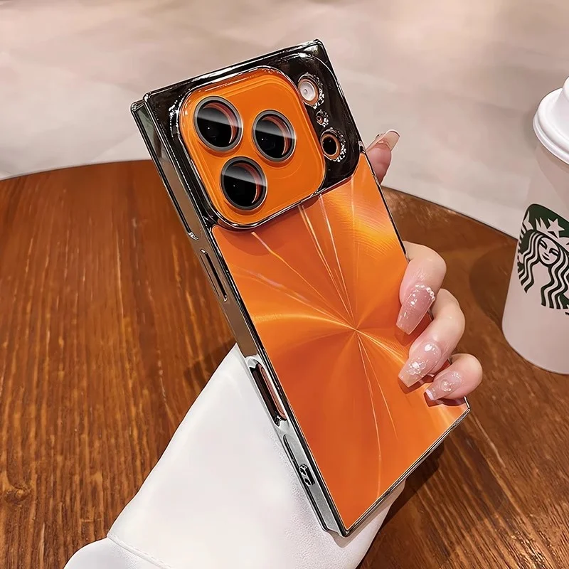 تصفيح الليزر أورورا CD الملمس المربعات الحال بالنسبة آيفون 17 16 15 14 13 برو ماكس زائد مع عدسة زجاجية فليم حماية غطاء الوفير #4