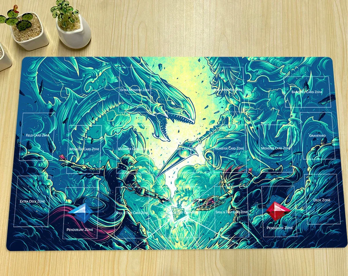 YuGiOh Dark Magician Playmat Blue-Eyes White Dragon Seto Kaiba TCG CCG Board Game Trading Card Game Mat Mouse Pad Desk Mat & Bag