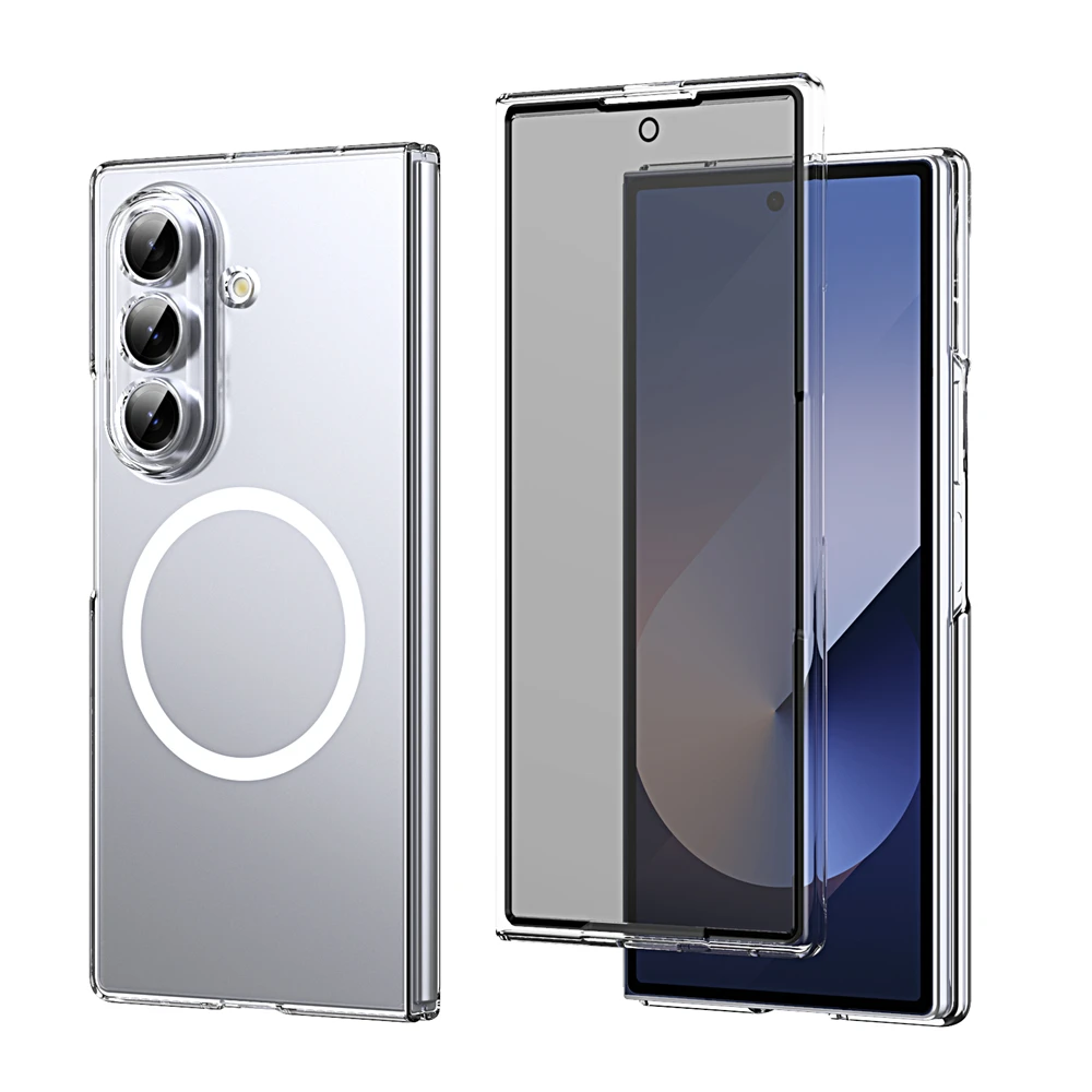 For Magsafe Phone Case for Samsung Galaxy Z Fold 7 6 5 3 4 ZFold7 360 Degree Privacy Double Side Protection Cover Slim Skin Feel
