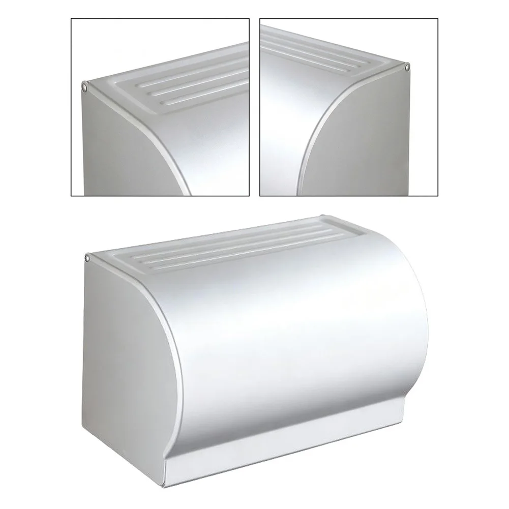 Stainless Steel Bathroom Toilet Paper Holder with Protective Cover for Moisture Control 20 10 13cm Space Aluminum Silvery