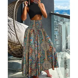 Mandy landy Sommer große Schaukel Röcke hohe Taille abnehmen bedruckten Rock großen Swing Rock für Frauen lässig Bohe Streetwear Röcke