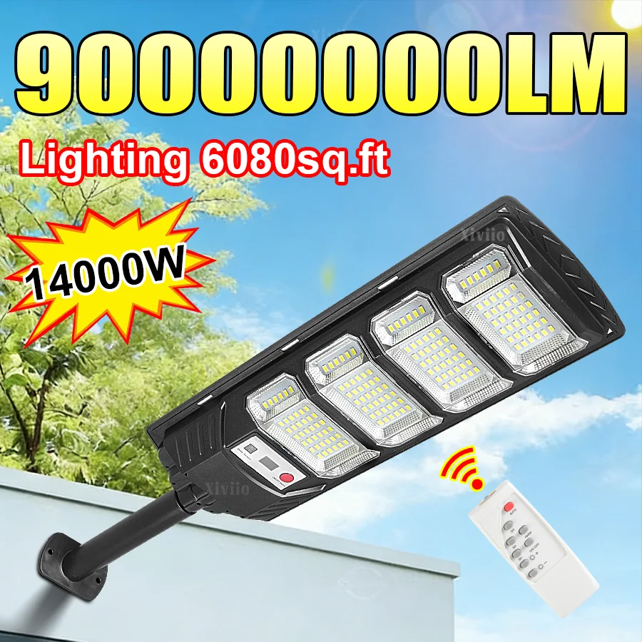 

90000000LM Новейшие уличные светодиодные солнечные светильники 2026 года, 14000 Вт, на солнечной энергии, для сада и улицы, водонепроницаемые, с датчиком движения, настенные, внешние солнечные лампы