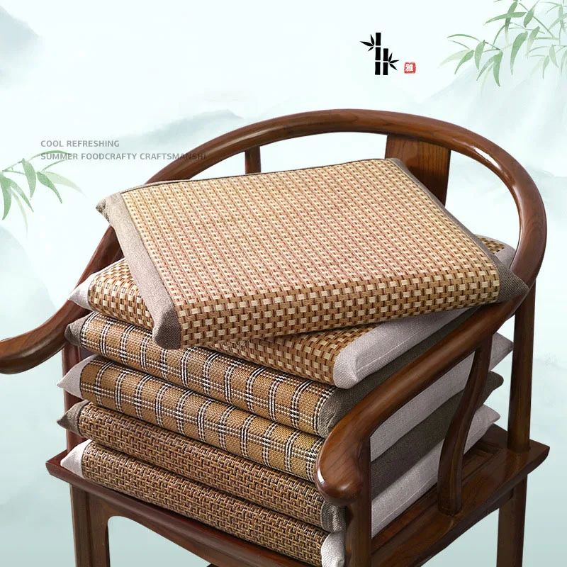 Summer Cooling Rattan Sponge Chair Cushion Rebound Thick Breathable Seat Pad for Office Comfort Detachable Sedentary Artifact
