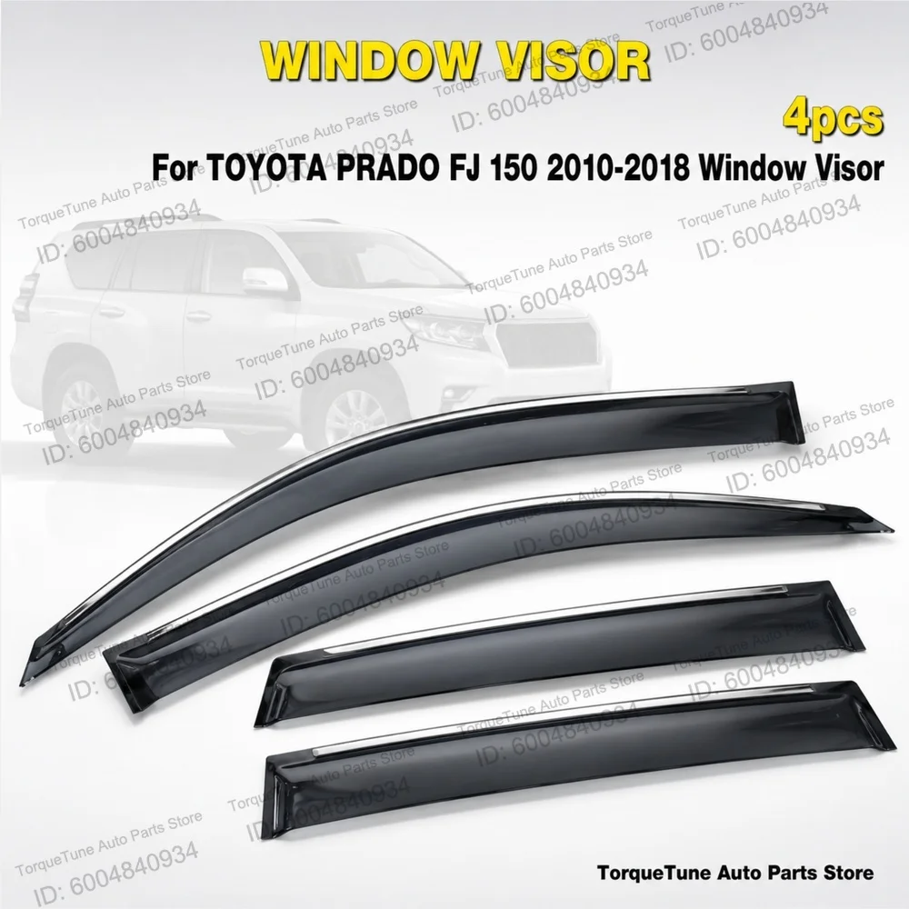 Premium PC+Stainless Steel Easy Installation Window Visor For TOYOTA PRADO FJ 150 2010-2018 Direct Fit Wholesale Car