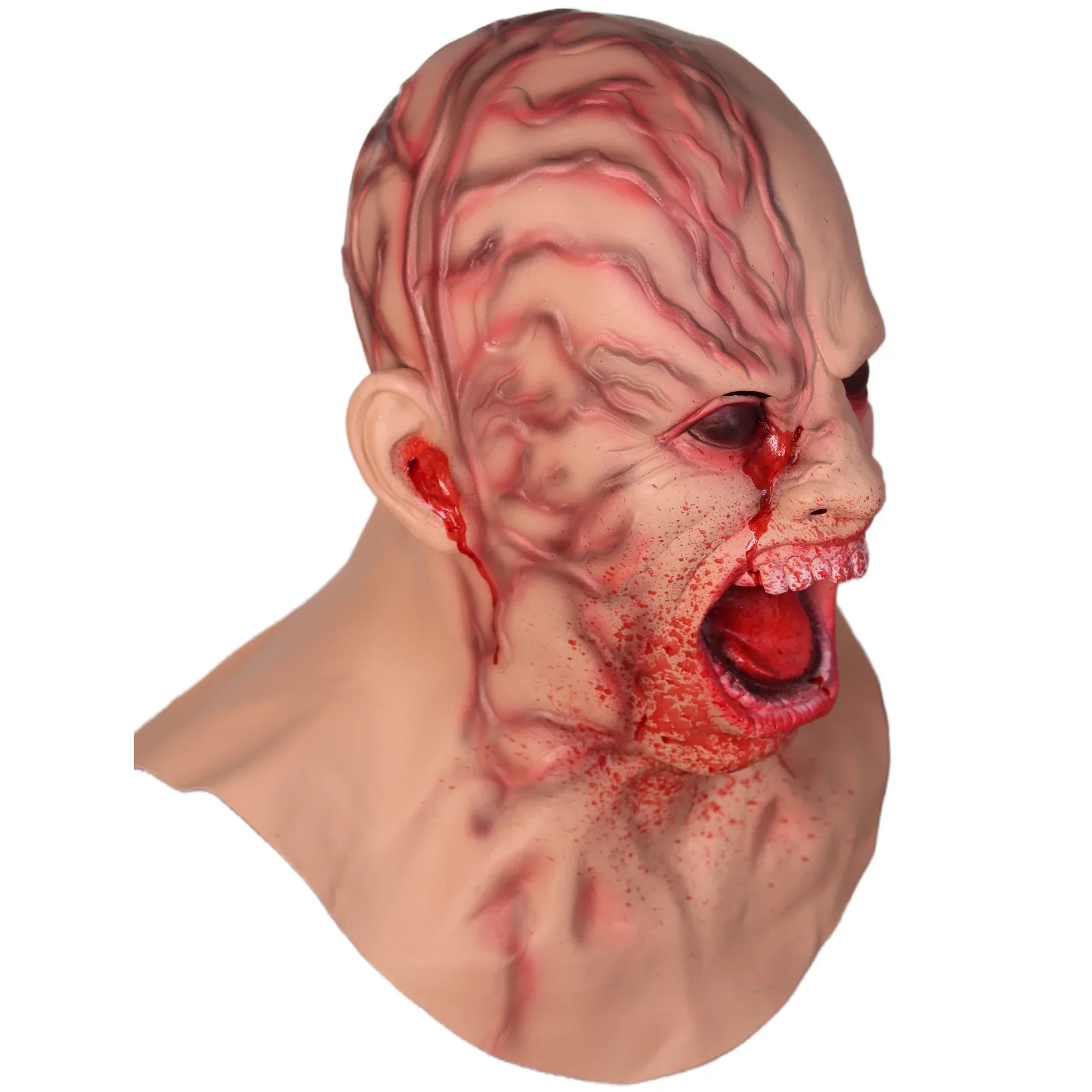 Máscaras de látex assustadores para homens, fantasia cosplay de horror, festa extravagante, traje zumbi, cabeça cheia, adereços adultos