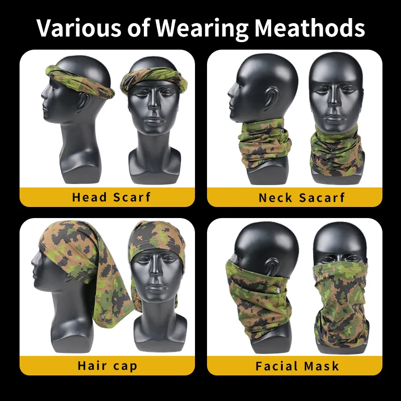 Winter Face Mask M05 Finnish Camouflage Printed Polyester Mesh Neckerchief Outdoor Ride Mask Sun Protection Face Cover Headscarf