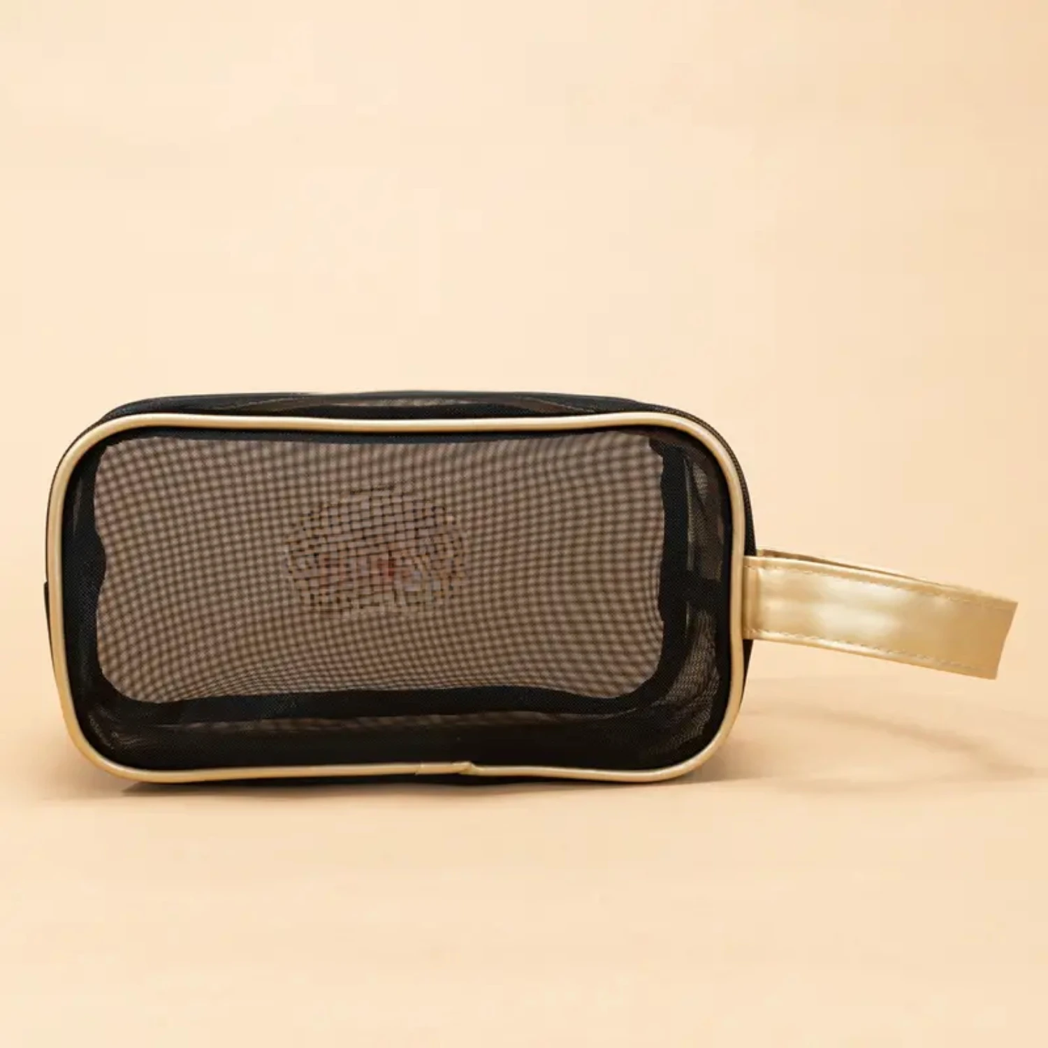 Black Mesh Makeup Bag: Stylish Cosmetic Toiletry Bag for Traveling and Daily Use