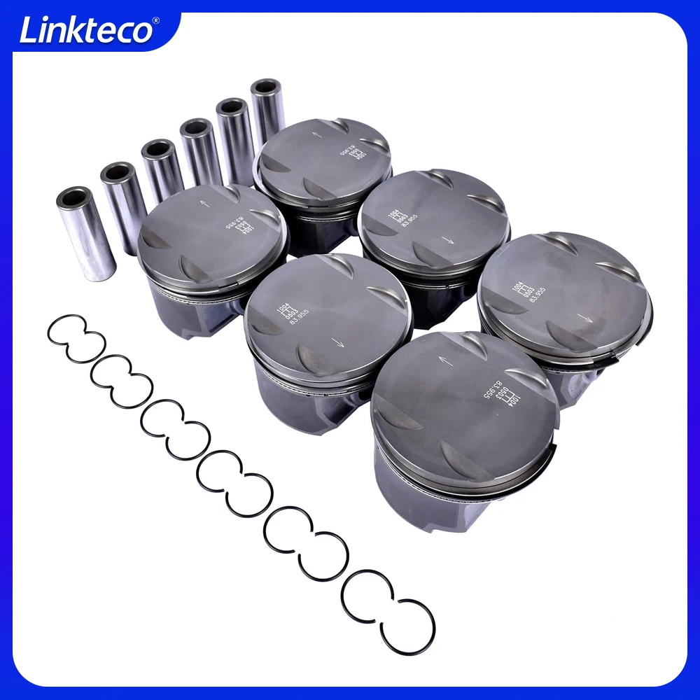 Engine part 6pcs Pistons & rings set Fit 2.5 L L6 GAS M54B25 For 00-10 2.5L BMW 3 5 X3 Z4 E46 E39 E60 11257509175 11257512526