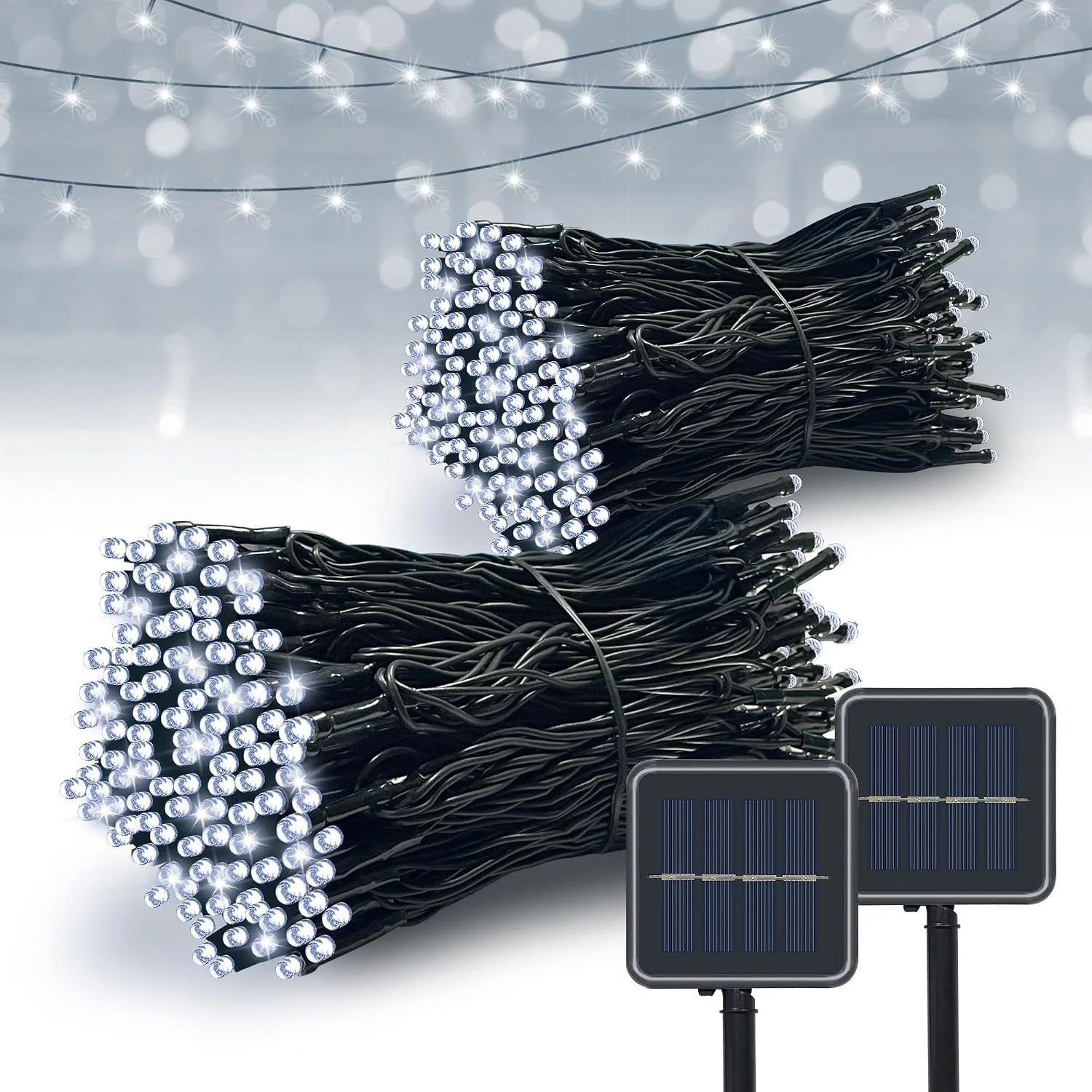 Christmas Lights Outdoor - 2-pack zonne-energie lichtslingers 200 LED 8