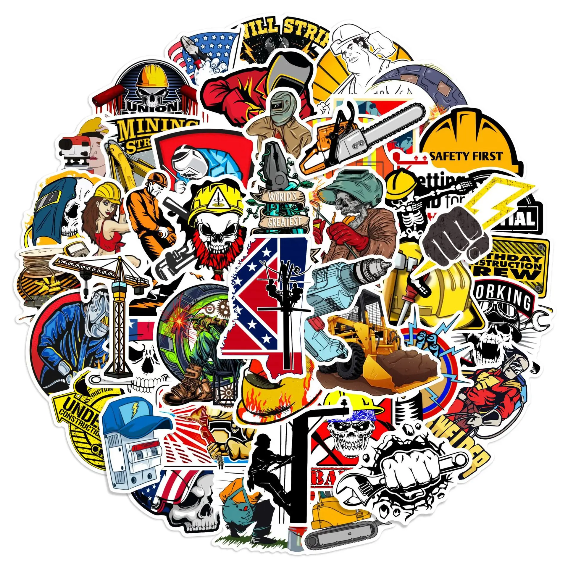 

50 шт., винтажные наклейки для рабочего сварного электрика, наклейки, крутые граффити, скейтборд, мотоцикл, автомобиль, водонепроницаемые наклейки, пакеты