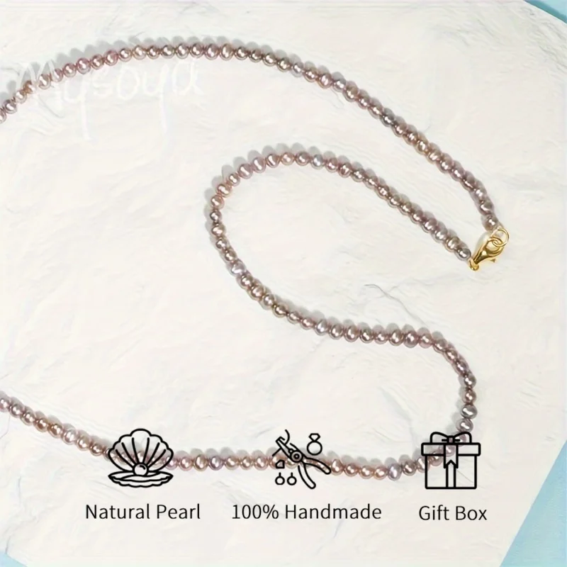 

Mysoya Freshwater Pearl Purple Pearl Necklace 5-6mm Pearl with Gift Box Gift for His /her Suitable for Wedding Birthday Gifts